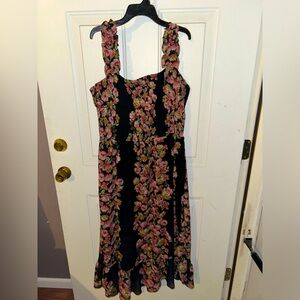 Black and floral midi dress